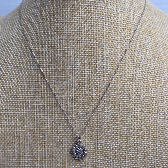 Sterling Silver 925 17" Necklace & Sunflower Charm - Picture 2 of 5